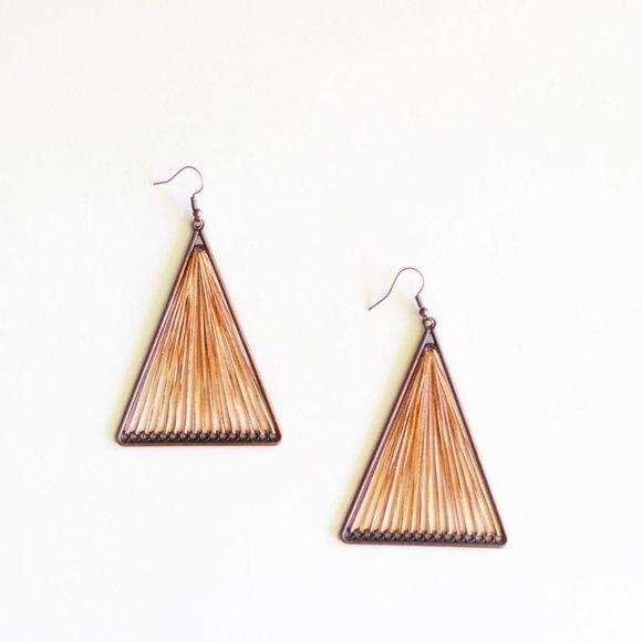 Bohemian Geometric Threaded Large Earrings - Picture 7 of 8